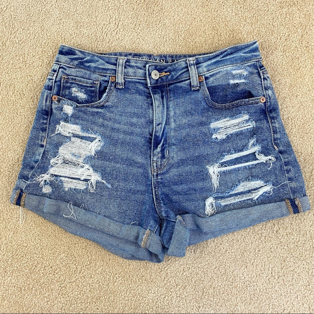 American Eagle Distressed Denim Mom Shorts